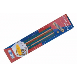 Wooden 3 Color Track Cribbage Board with Cards image 0